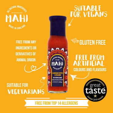 MAHI Scorpion Pepper & Passion Hot Sauce 280g Free From Suitable for Vegans
