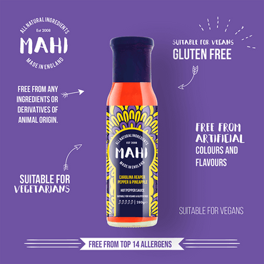 Carolina Reaper & Pineapple, MAHI, Free From Top 14 Allergens, Hot Sauce, Suitable For Vegans, Suitable For Vegetarians, Sweet Heat Sauce
