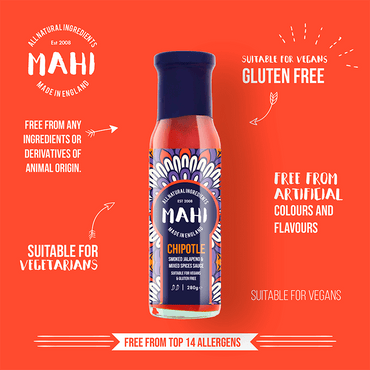 Chipotle Smoked Jalapeño Ketchup, MAHI, BBQ, Free From Top 14 Allergens, Ketchup, Suitable For Vegans, Suitable For Vegetarians, Sweet Heat Sauce