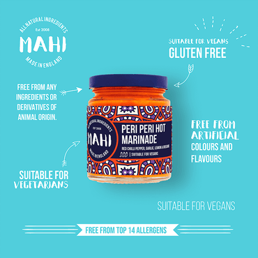 Peri Peri Hot Marinade, MAHI, BBQ, Free From Top 14 Allergens, Marinade, Peri Peri, Suitable For Vegans, Suitable For Vegetarians